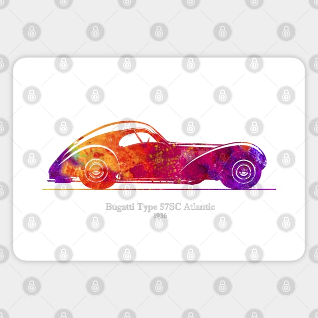 Bugatti Type 57 SC Atlantic 1936 - Colorful 01 Magnet by SPJE Illustration Photography